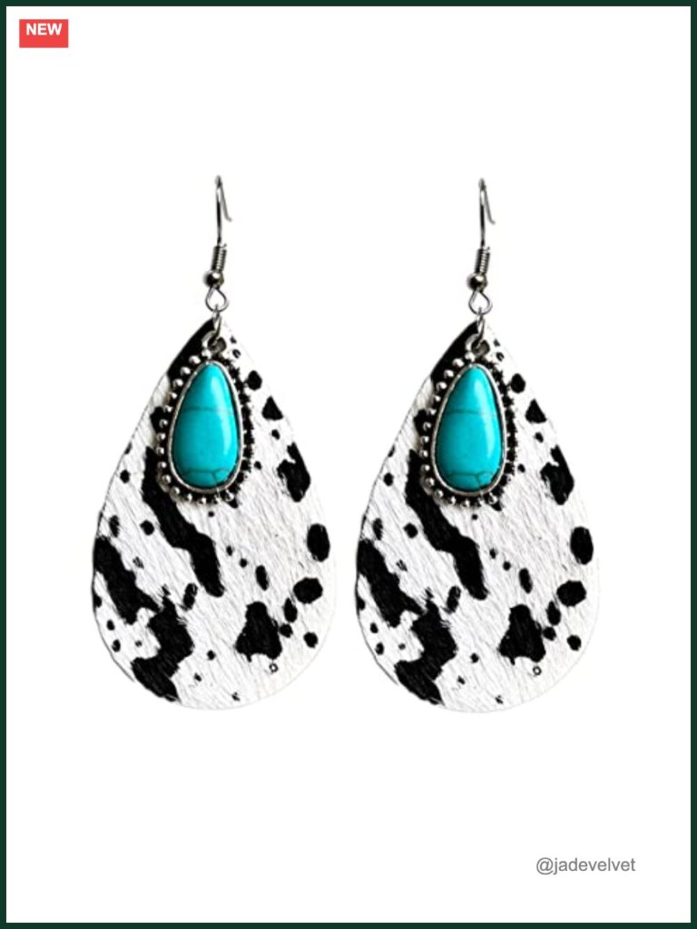 Wooden Leather Cactus Cow Sunflower Teardrop Dangle Earrings